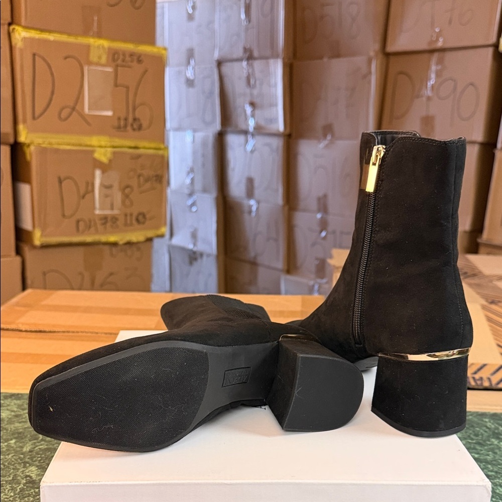 Alfani Black Suede Chelsea Block Heel Booties - Picture 5 of 6